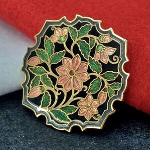 Brooch Cloisonne Crown and Fish Floral